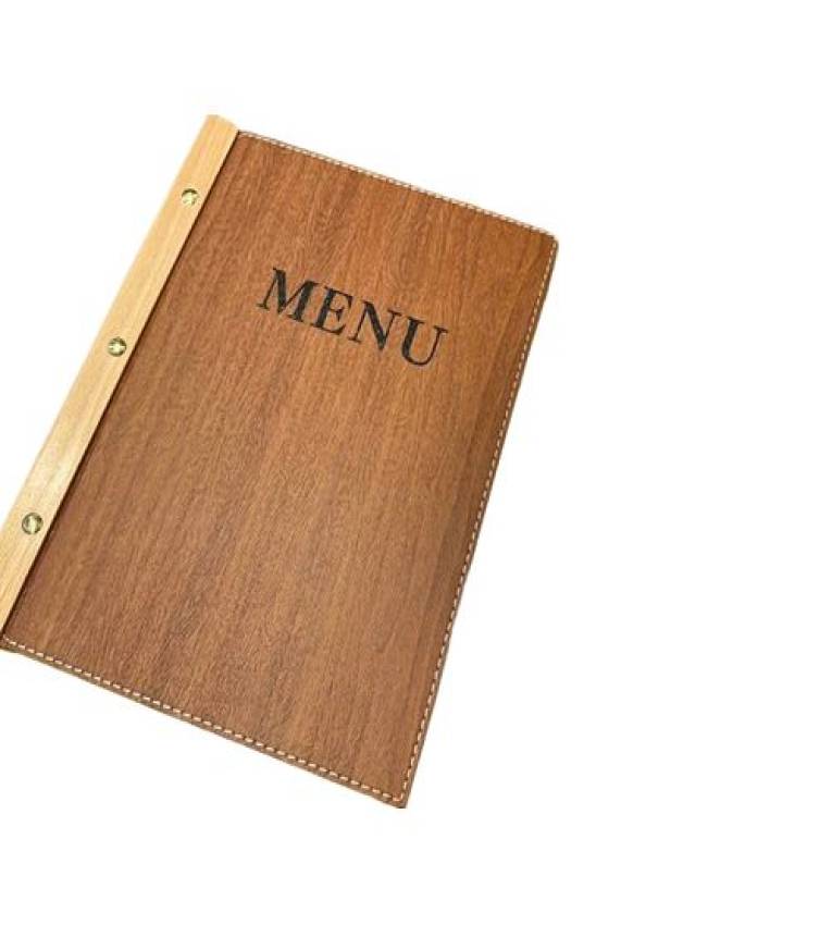 Porte-menu classique marron en similicuir 16 larges A4